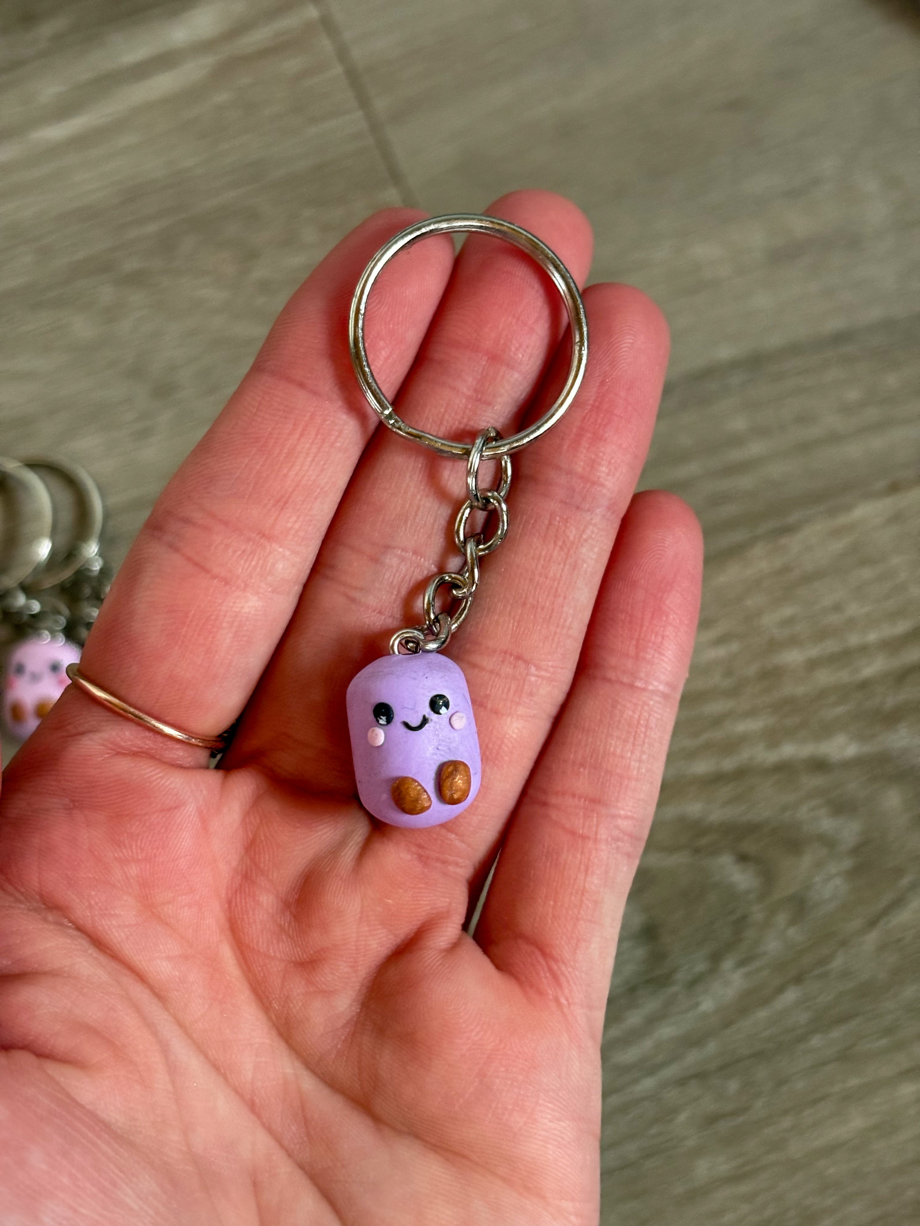 Purple jellycat inspired marshmallow non resin keyring