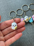 White marshmallow holding pencil Jellycat inspired keyring