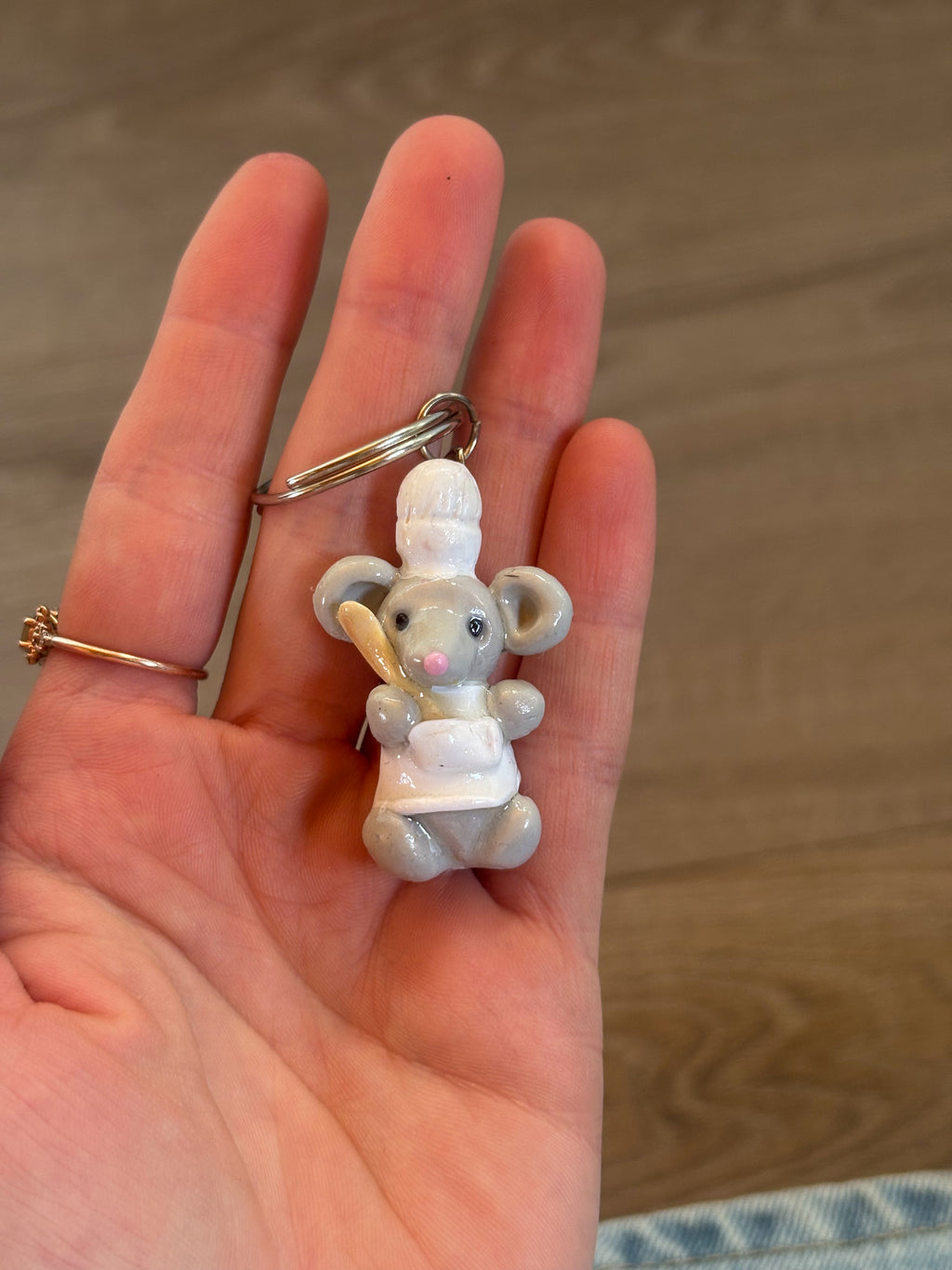 Jellycat inspired mouse/chef keyring