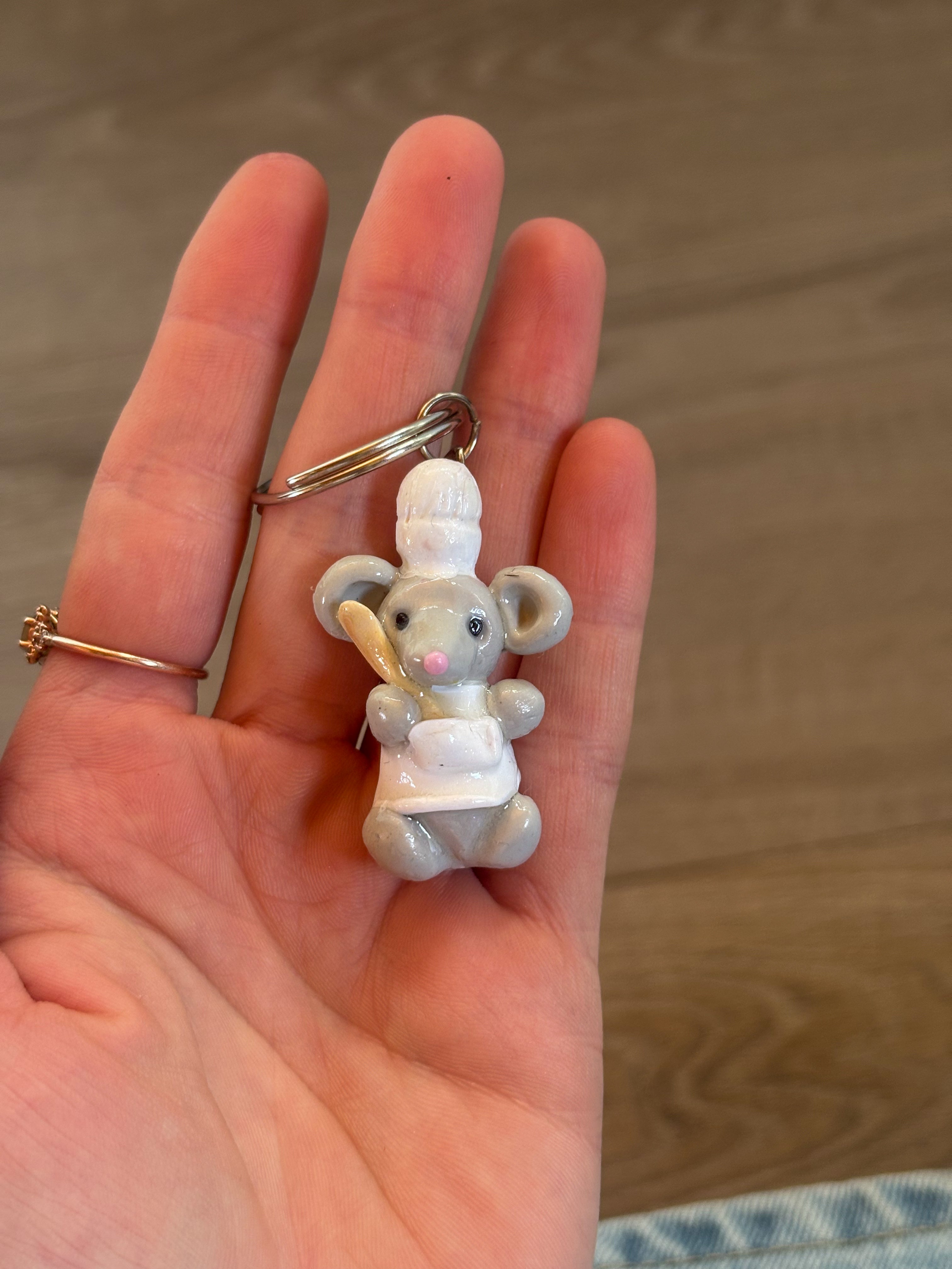 Jellycat inspired mouse/chef keyring