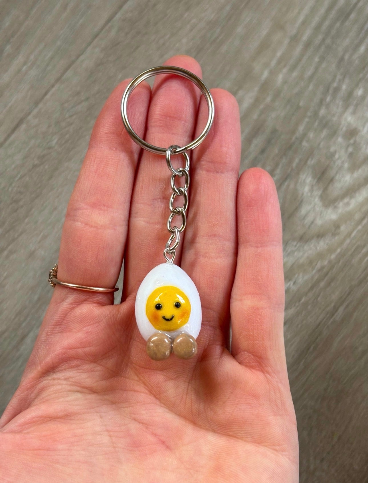 Jellycat inspired hard boiled egg keyring