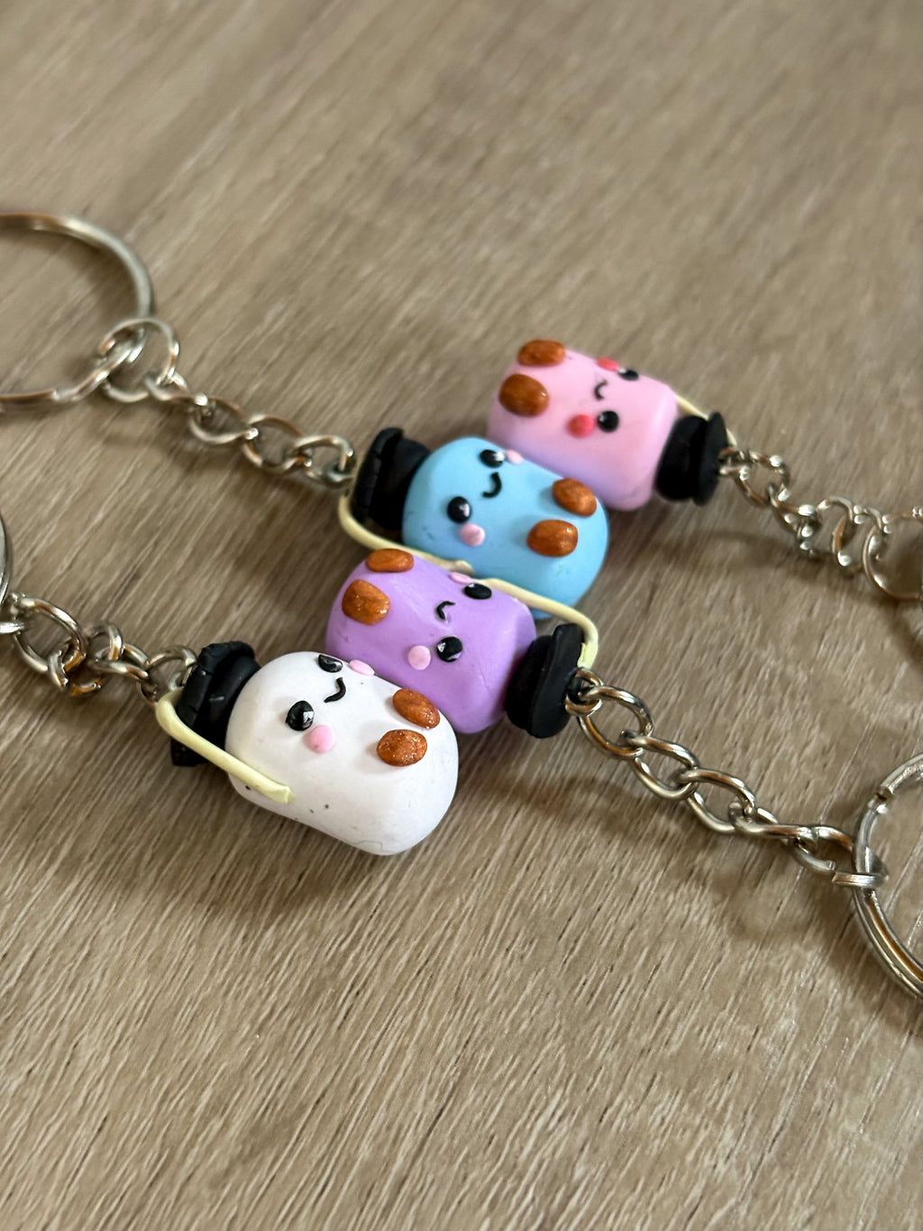 White grad jellycat inspired marshmallow non - resin keyring