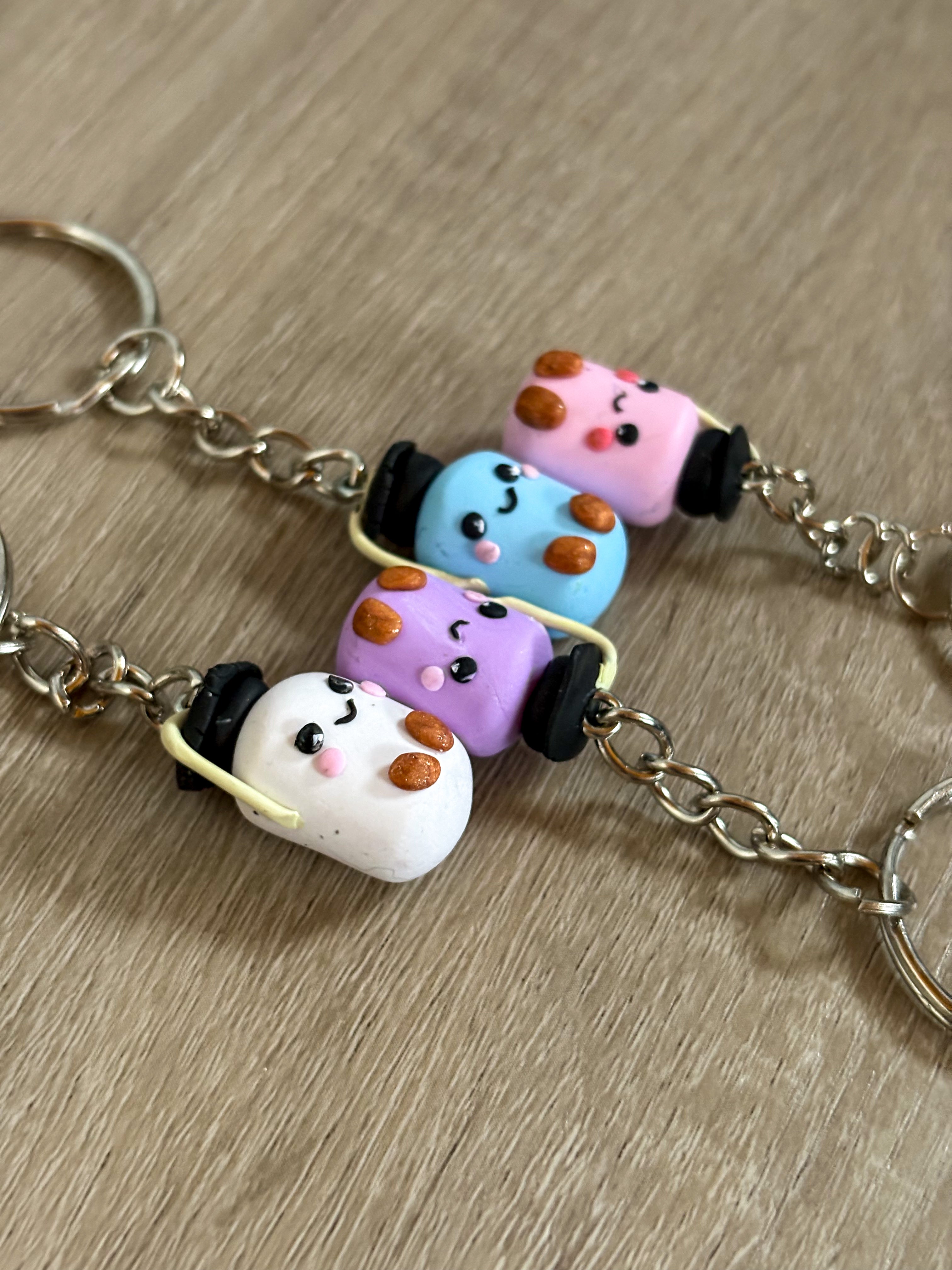 White grad jellycat inspired marshmallow non - resin keyring