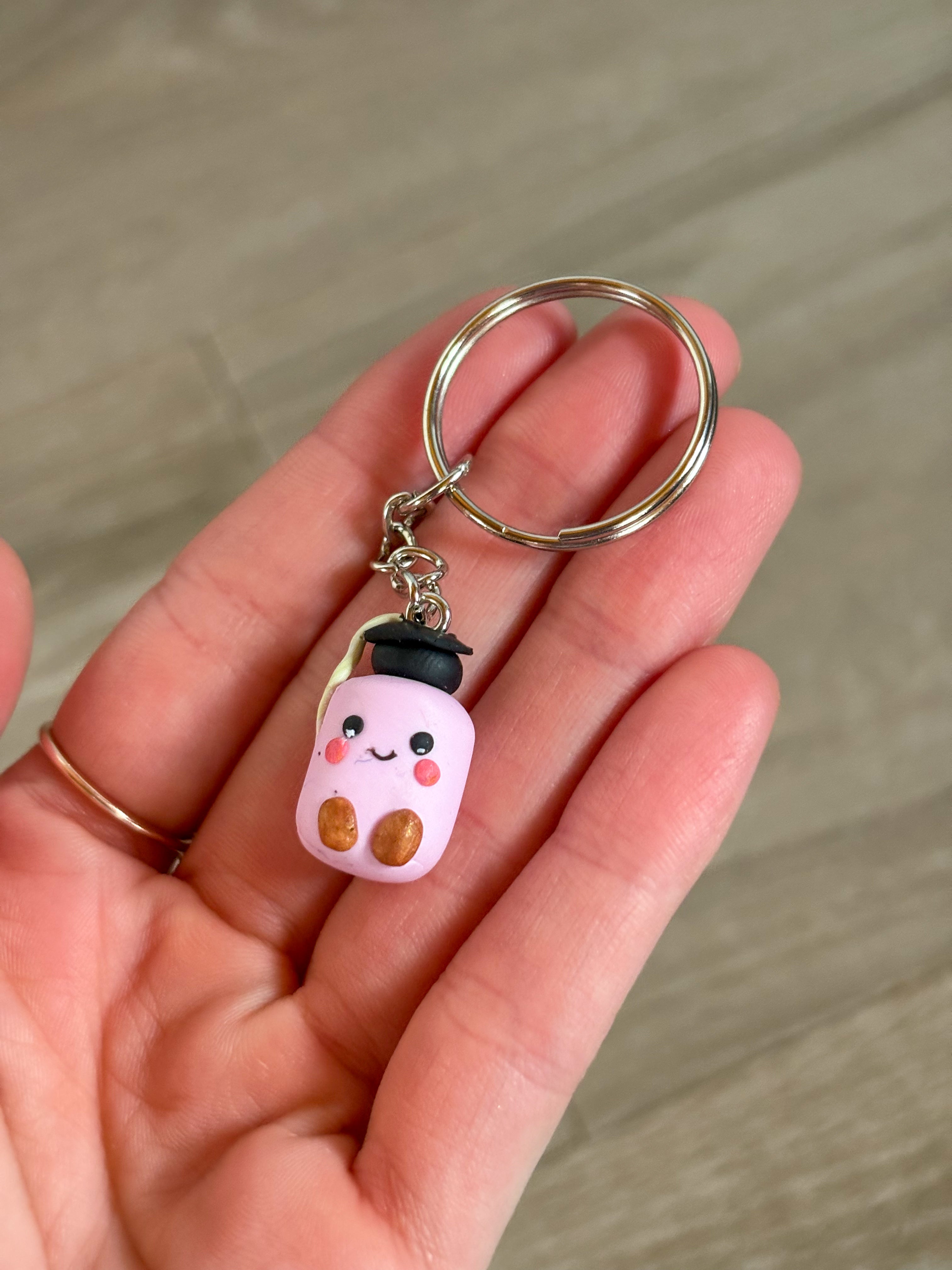 Pink grad jellycat inspired non- resin keyring