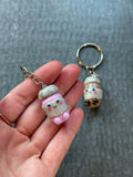 Pink take - away coffee Jellycat inspired keyring