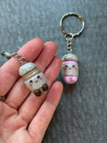 Brown take - away coffee Jellycat inspired keyring