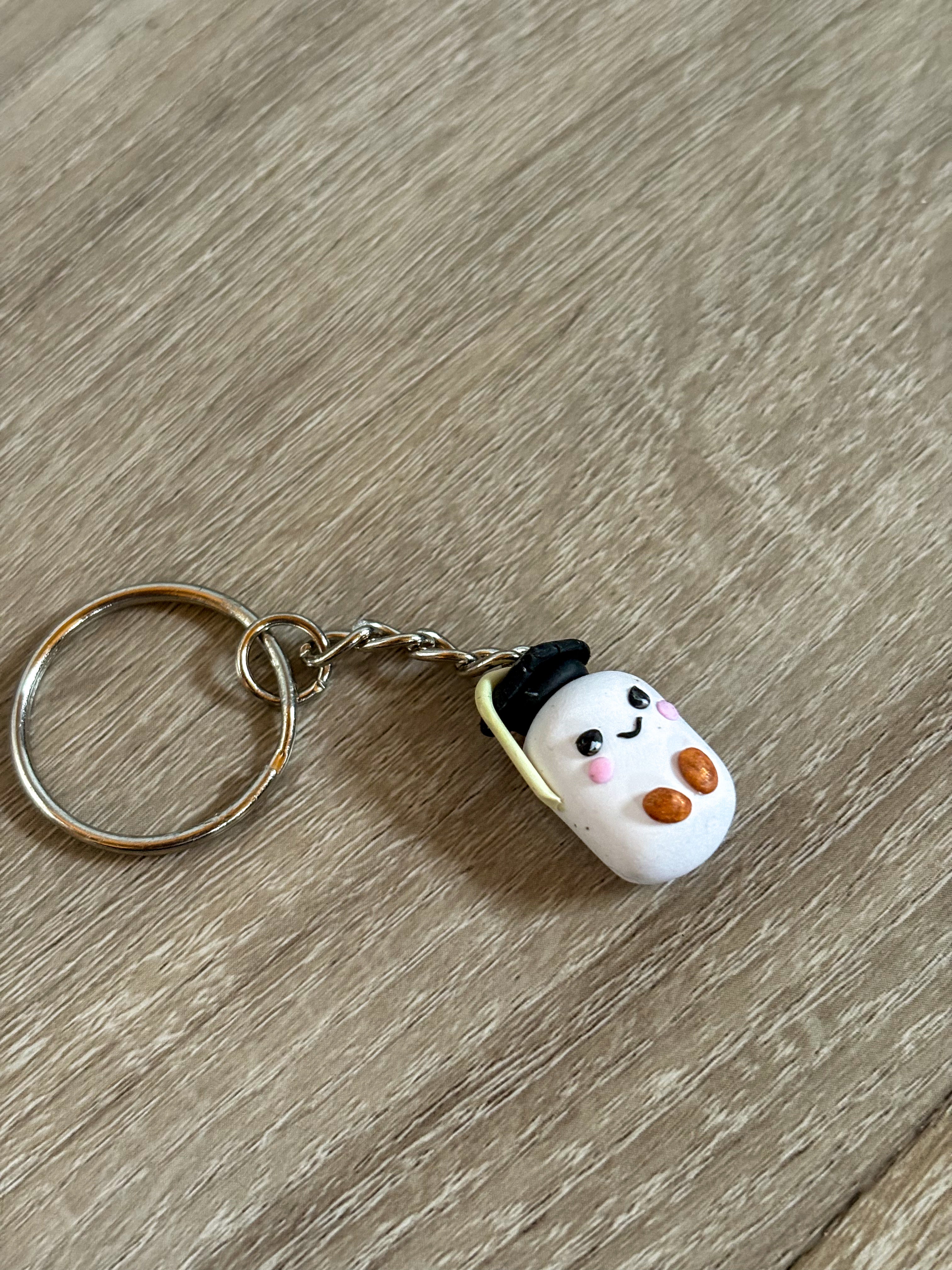 White grad jellycat inspired marshmallow non - resin keyring