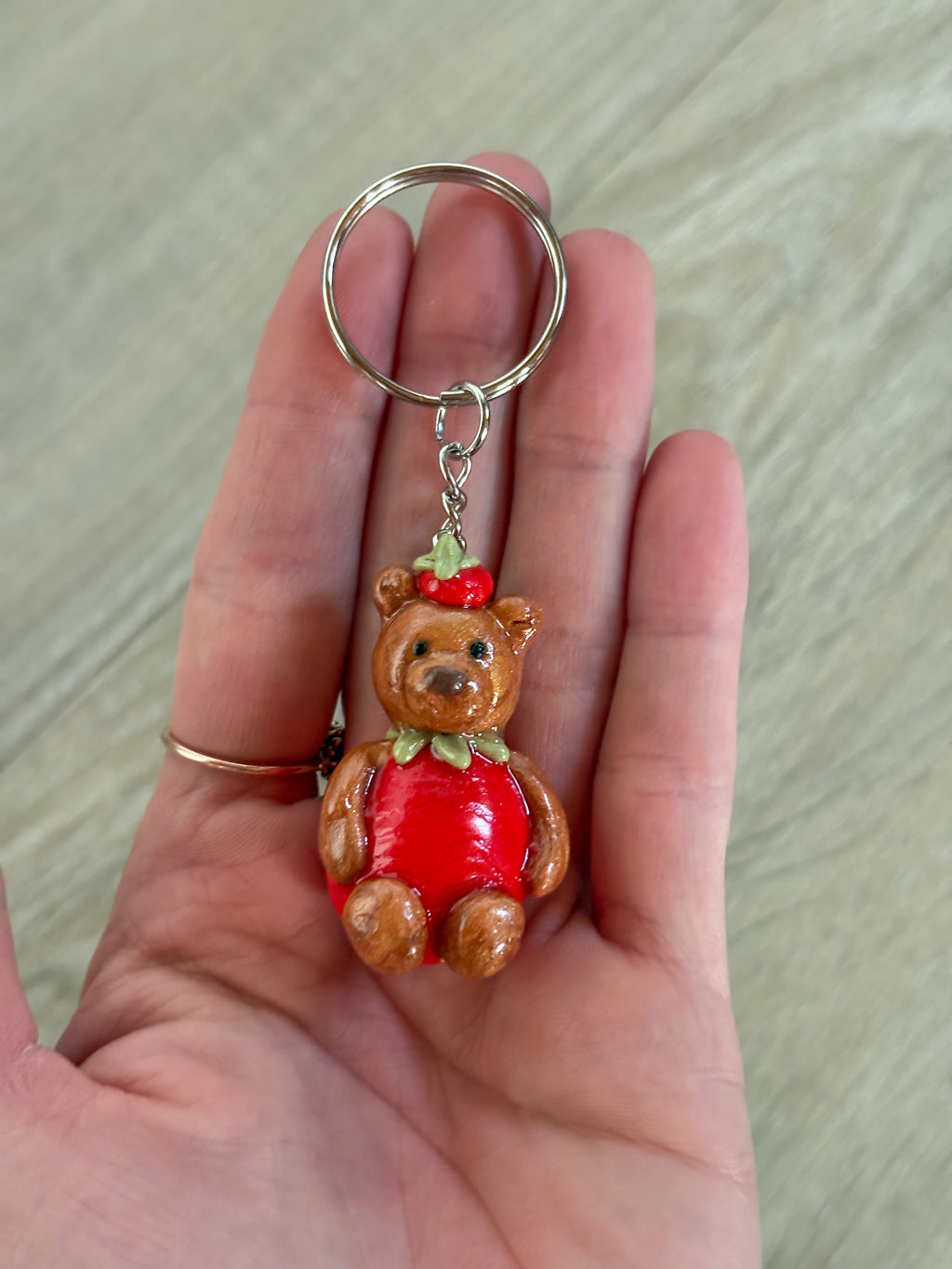 Strawberry bear Jellycat inspired keyring