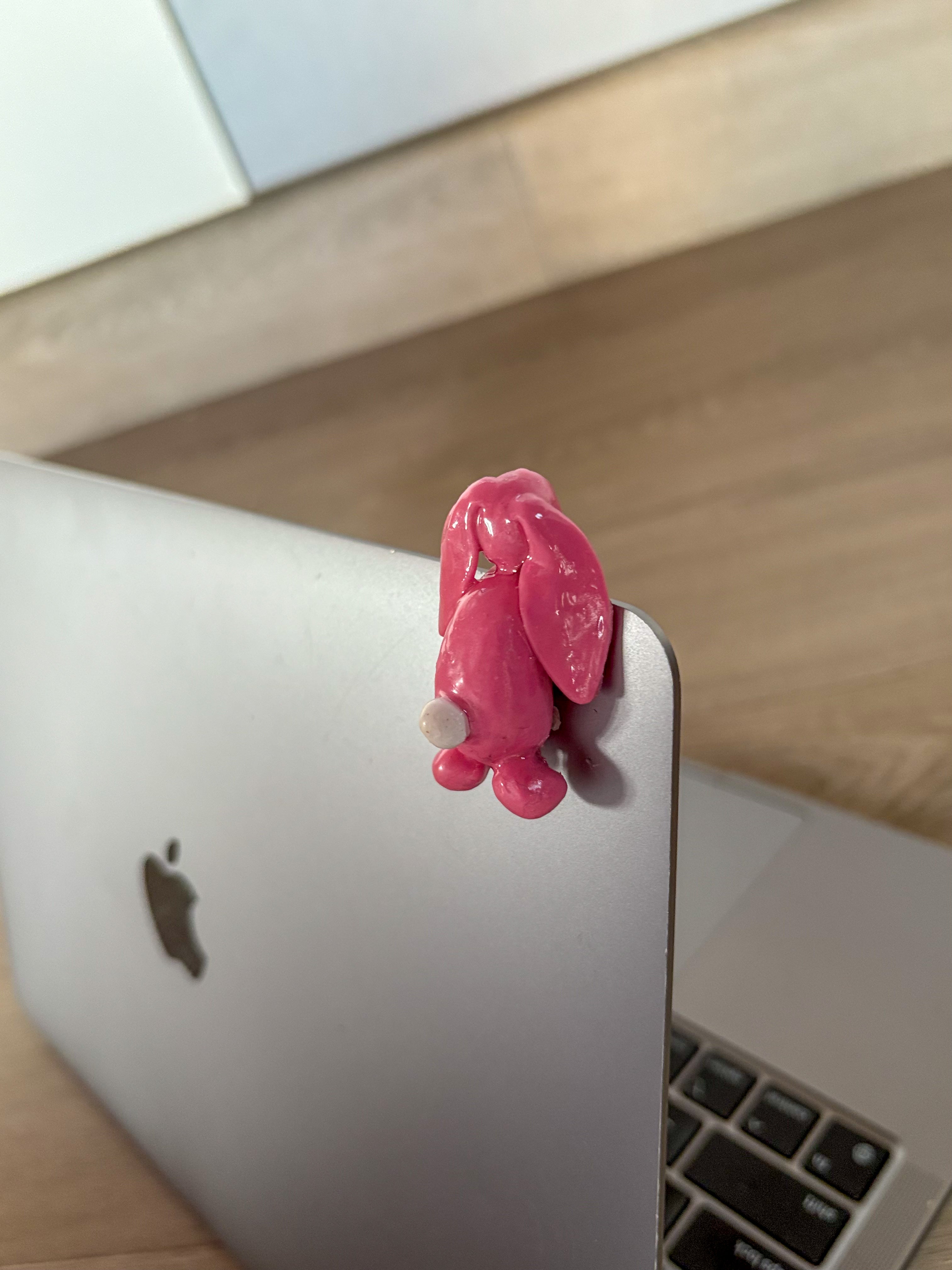 Jellycat inspired big pink bunny laptop charm