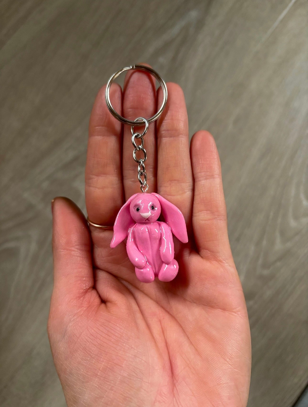 Jellycat inspired pink bunny keyring