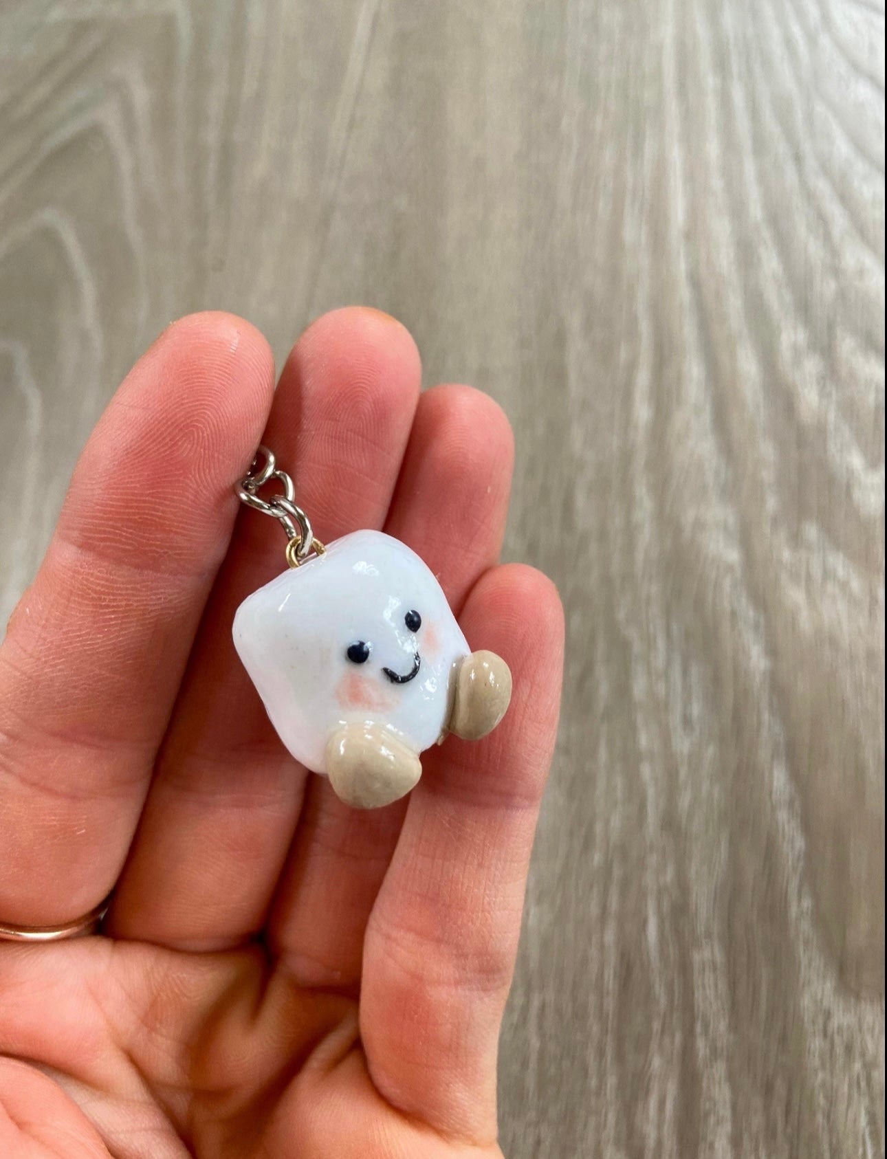 Jellycat inspired white marshmallow keyring