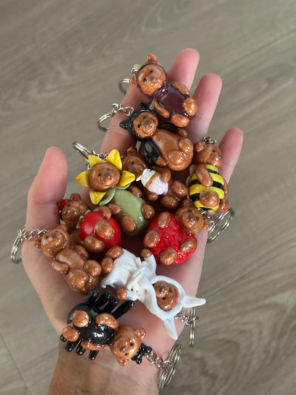 Strawberry bear Jellycat inspired keyring