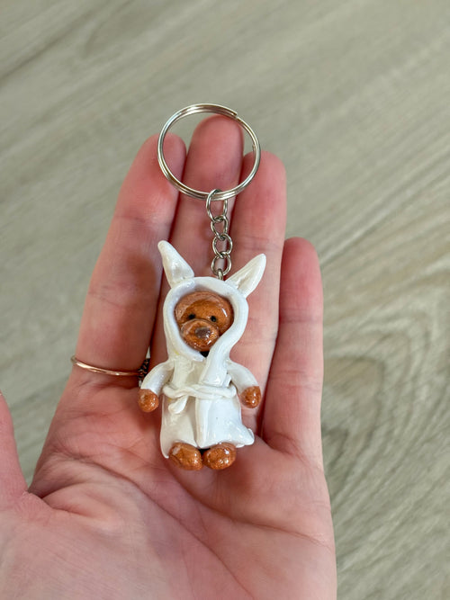 Bathrobe bear Jellycat inspired keyring