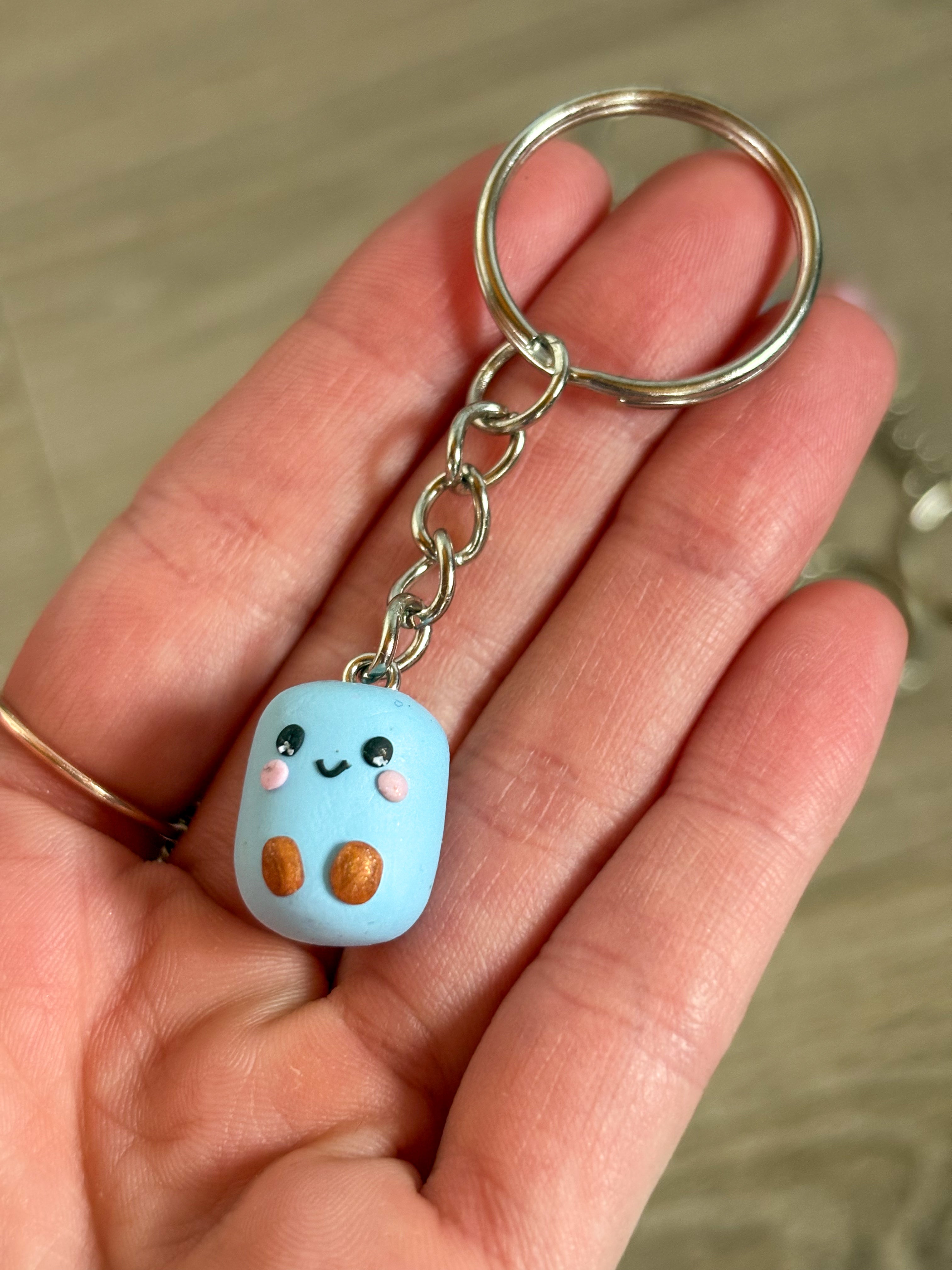 blue jellycat inspired non- resin marshmallow keyring