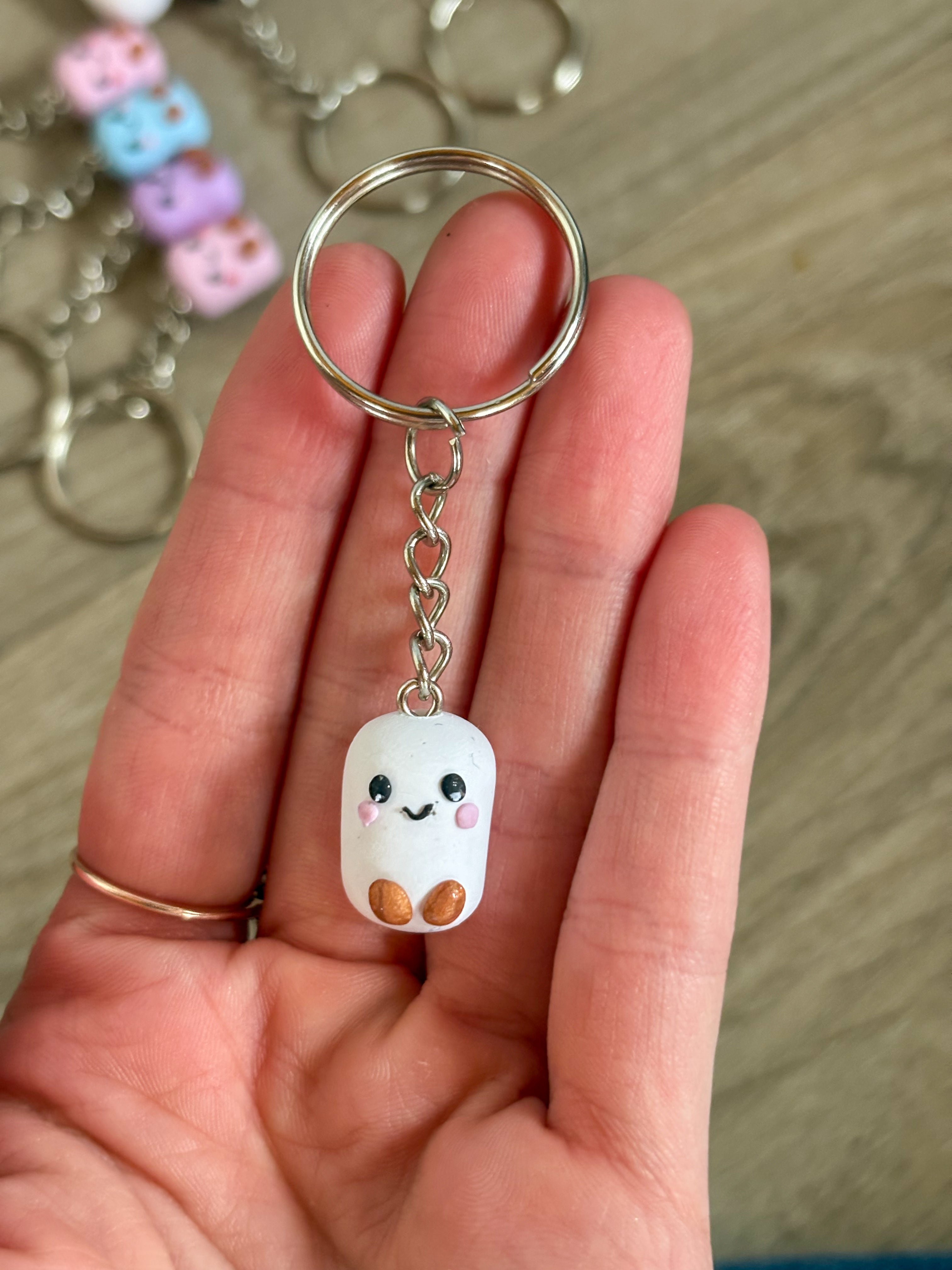 White jellycat inspired marshmallow non- resin keyring
