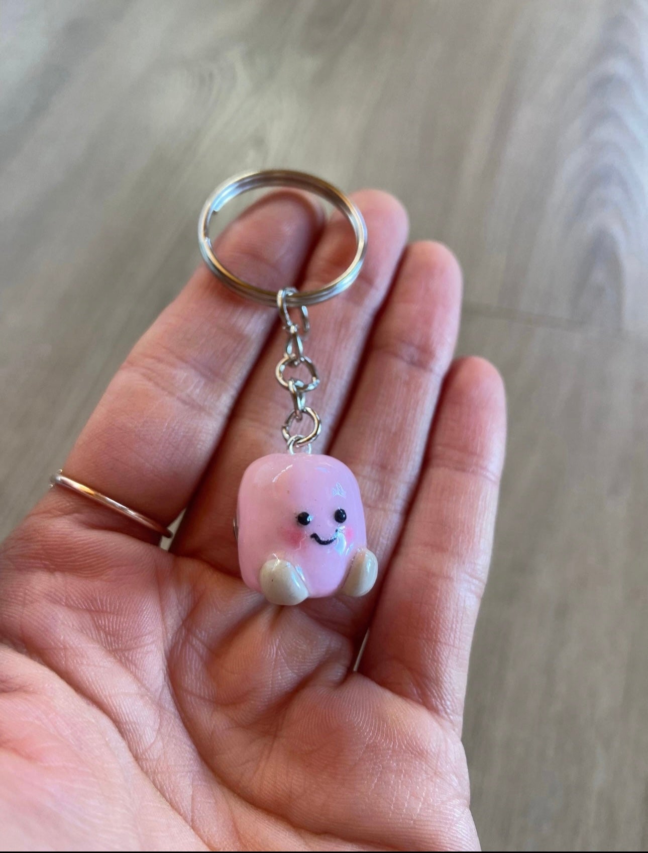 Jellycat inspired pink marshmallow keyring