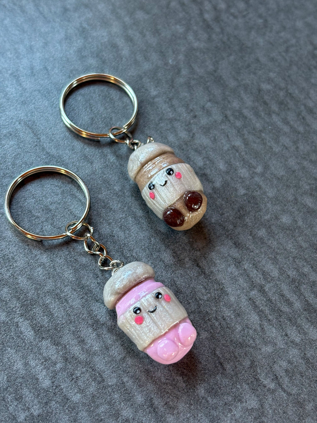 Brown take - away coffee Jellycat inspired keyring