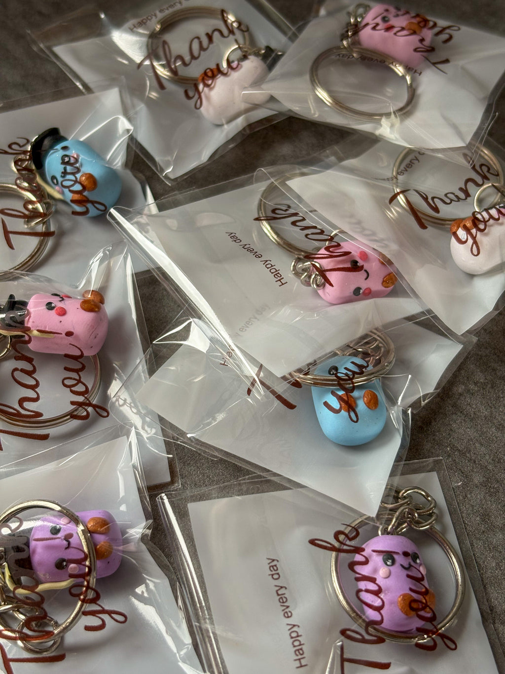 Pink Marshmallow keyring jellycat inspired non resin