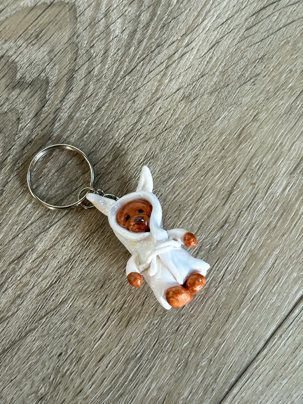 Bathrobe bear Jellycat inspired keyring